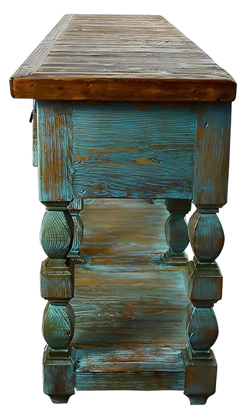 Wagon Hill Turquoise Painted Three Drawer Sofa Console