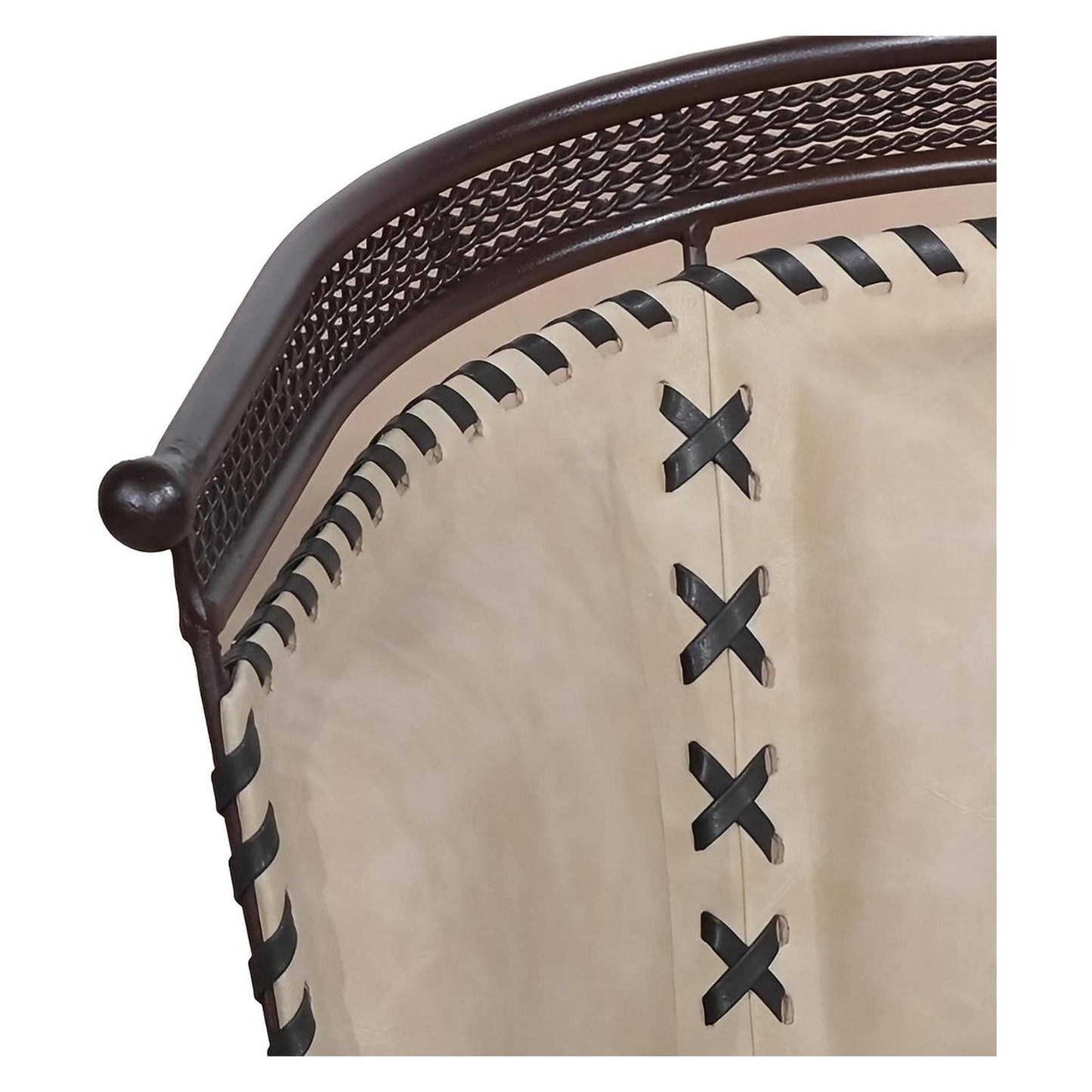 Cream Genuine Leather Swivel Dining / Studio Chair (2-Pack)