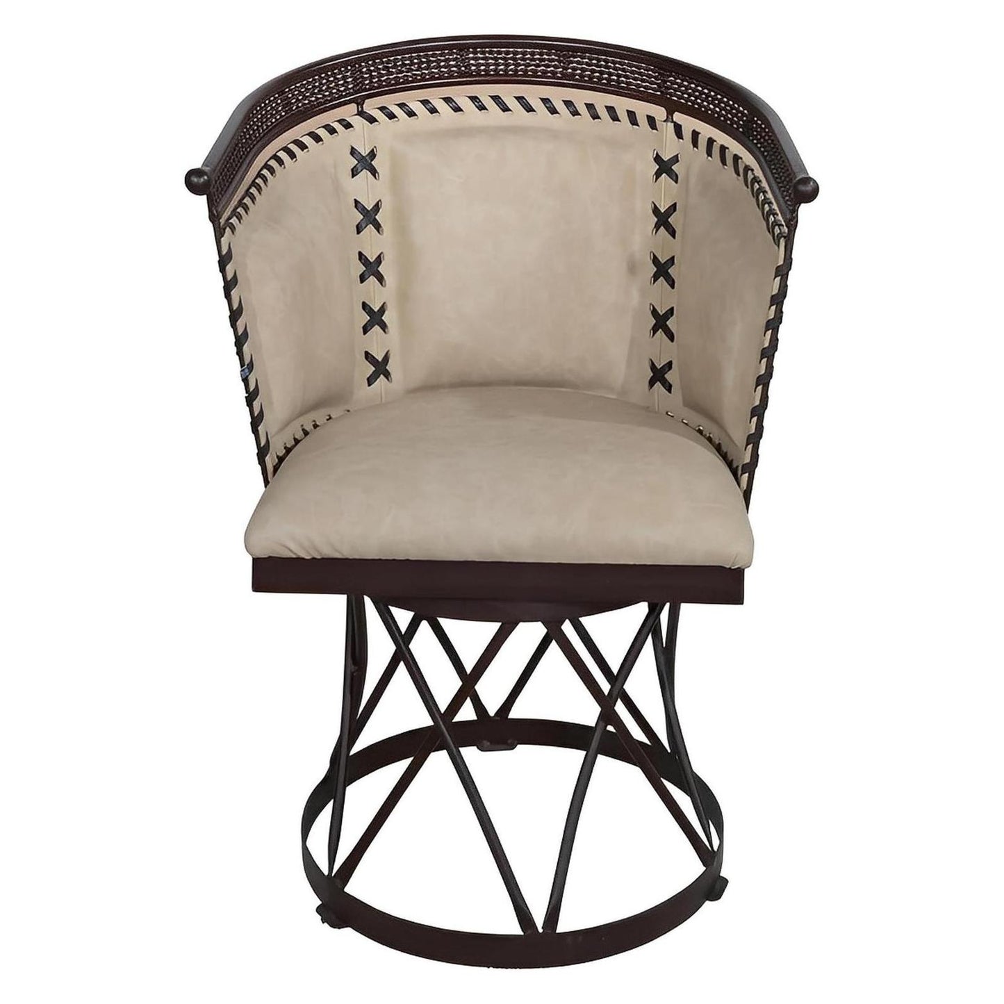 Cream Genuine Leather Swivel Dining / Studio Chair (2-Pack)