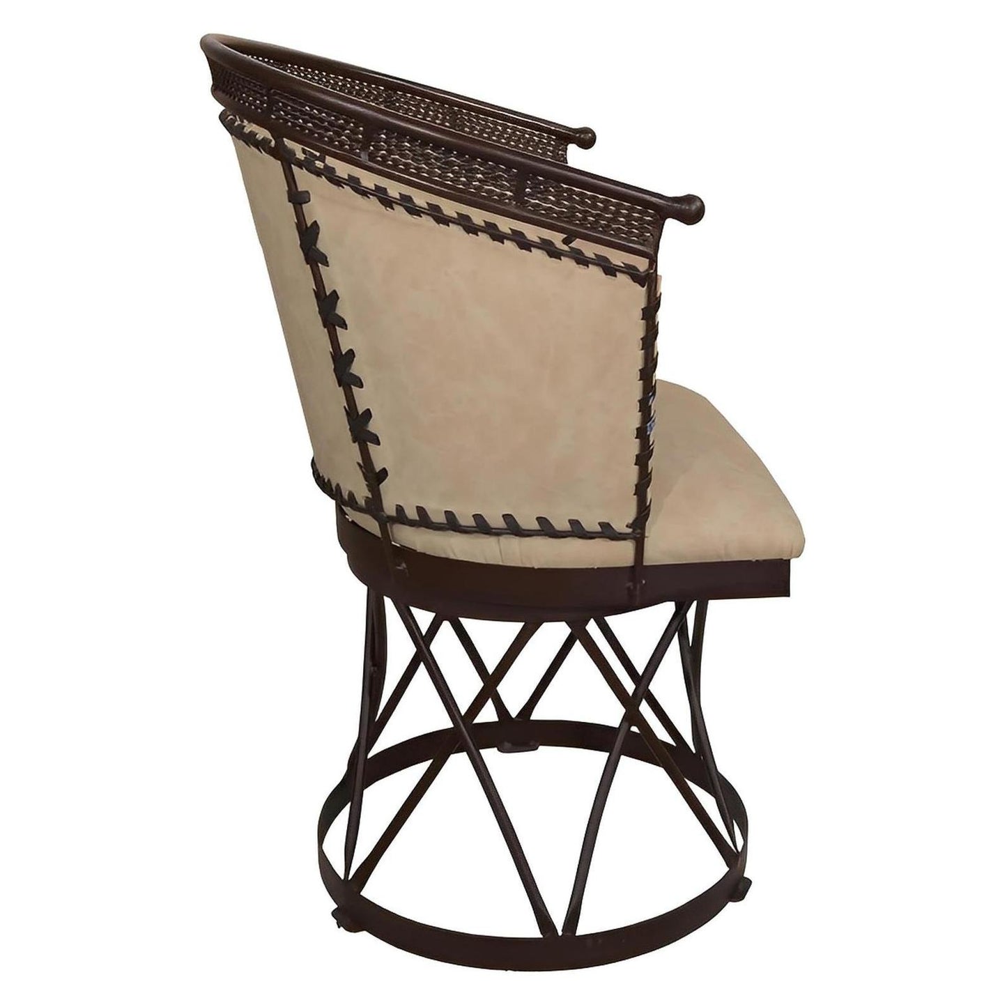 Cream Genuine Leather Swivel Dining / Studio Chair (2-Pack)