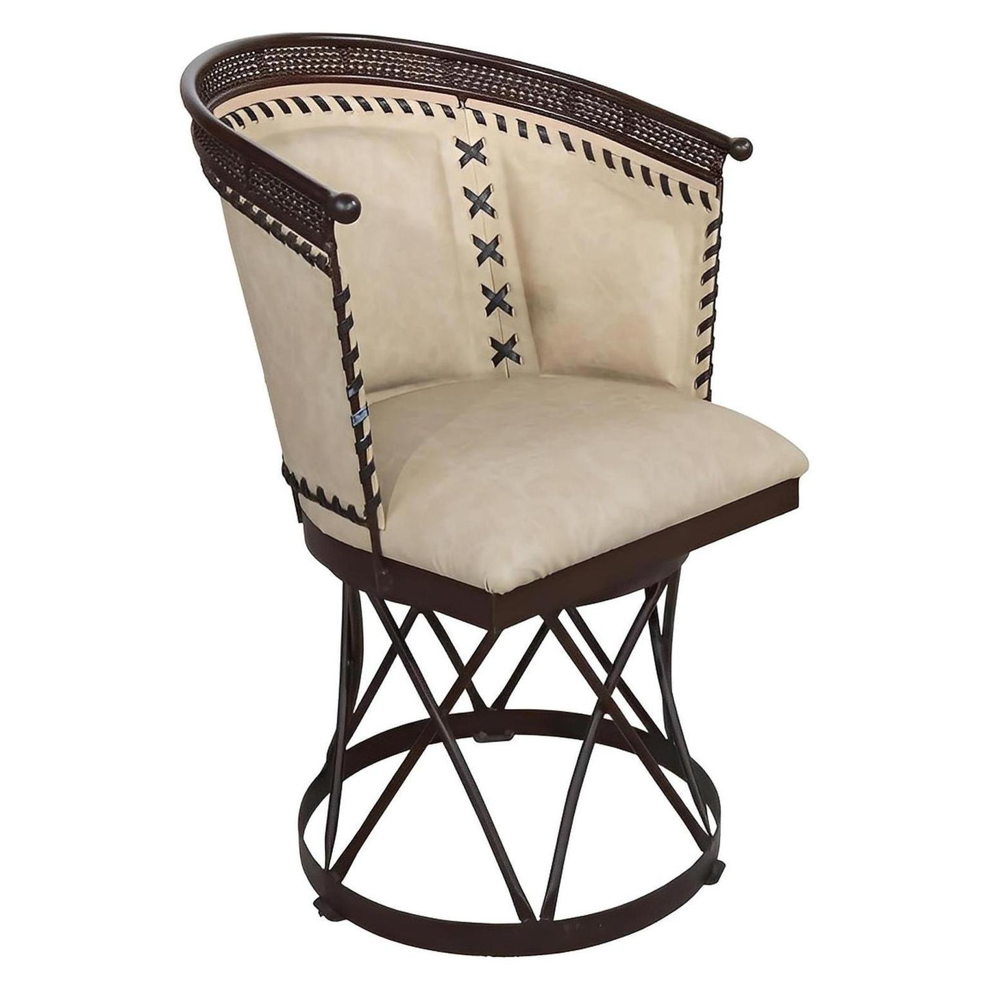 Cream Genuine Leather Swivel Dining / Studio Chair (2-Pack)