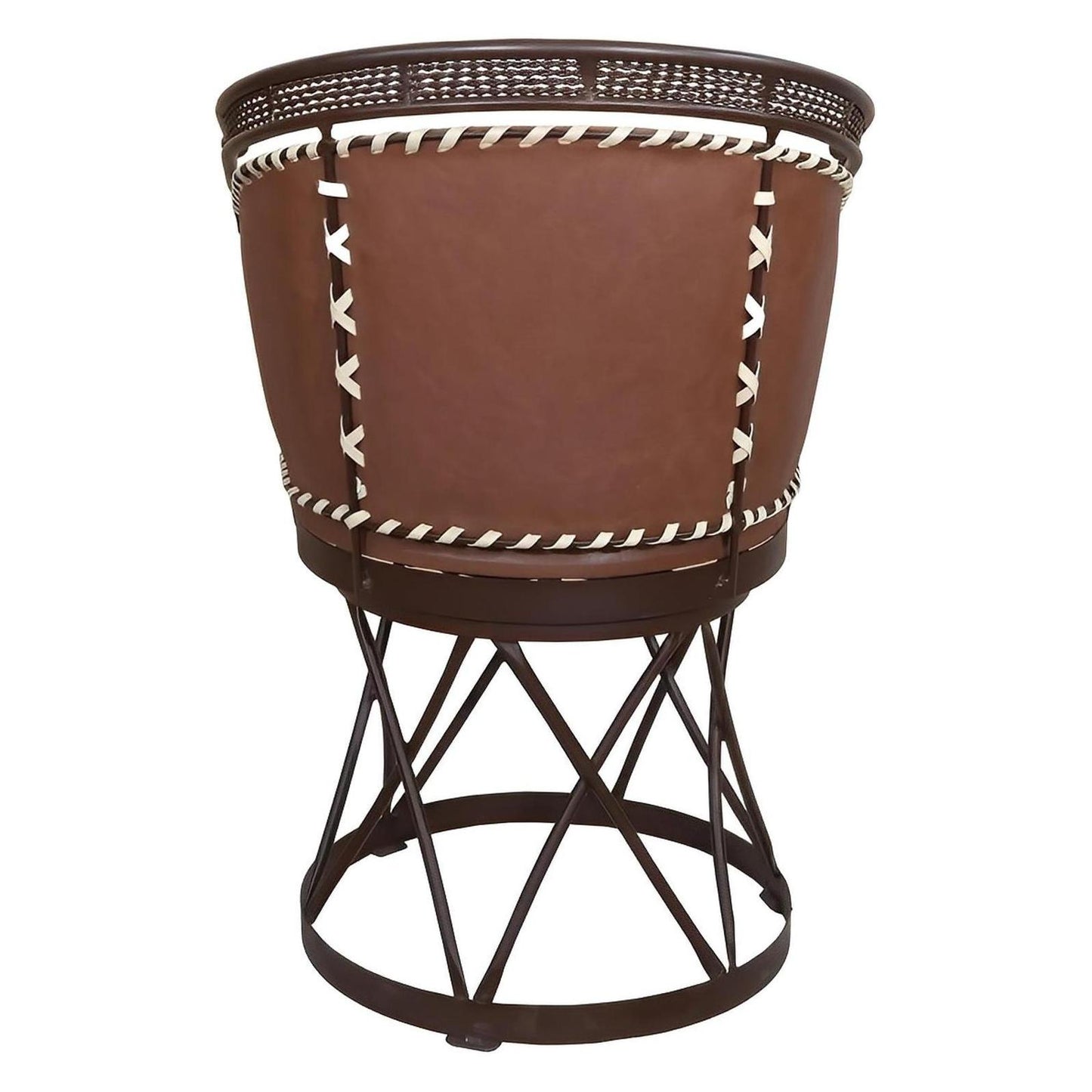 Brown Genuine Leather Swivel Dining / Studio Chair (2-Pack)