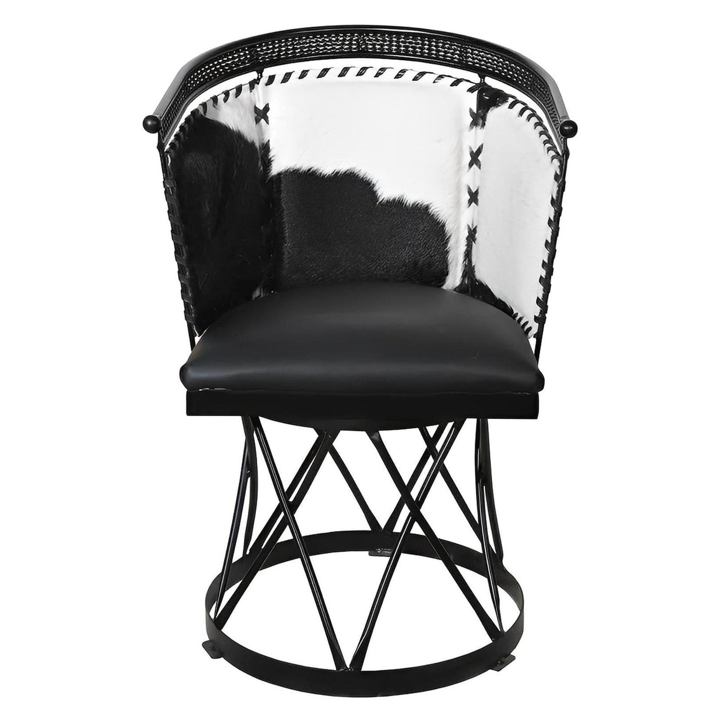 Black & White Cowhide Swivel Dining / Studio Chair (2-Pack)
