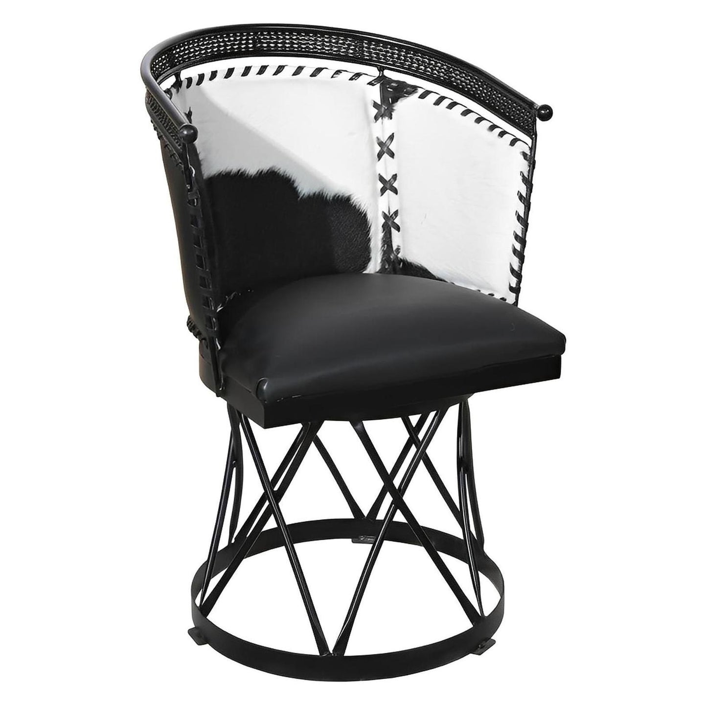 Black & White Cowhide Swivel Dining / Studio Chair (2-Pack)