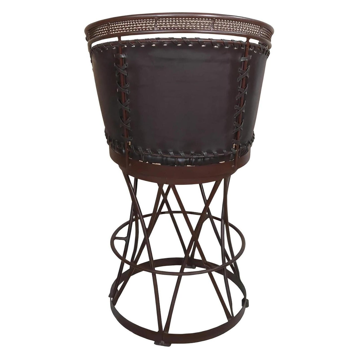 Cowhide & Leather Barrel Back Swivel Barstool w/ Solid Steel Construction (2 or 3 Pack) 28"