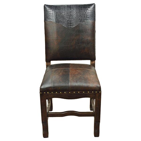 Faux Gator Genuine Leather Dining Chair with Turquoise Fringe (2-Pack)