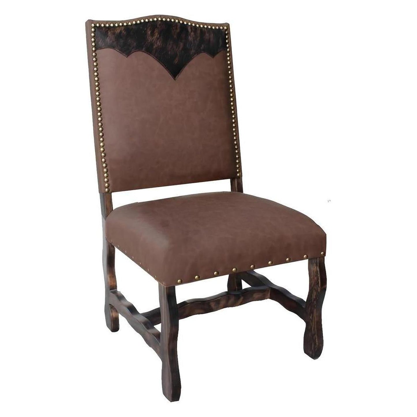 Cognac Upholstered Side Dining Chair W/ Cowhide Top (2-Pack)