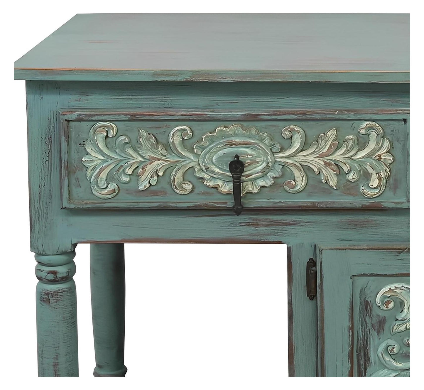 Deer Canyon Console In Gray Blue Wash Finish