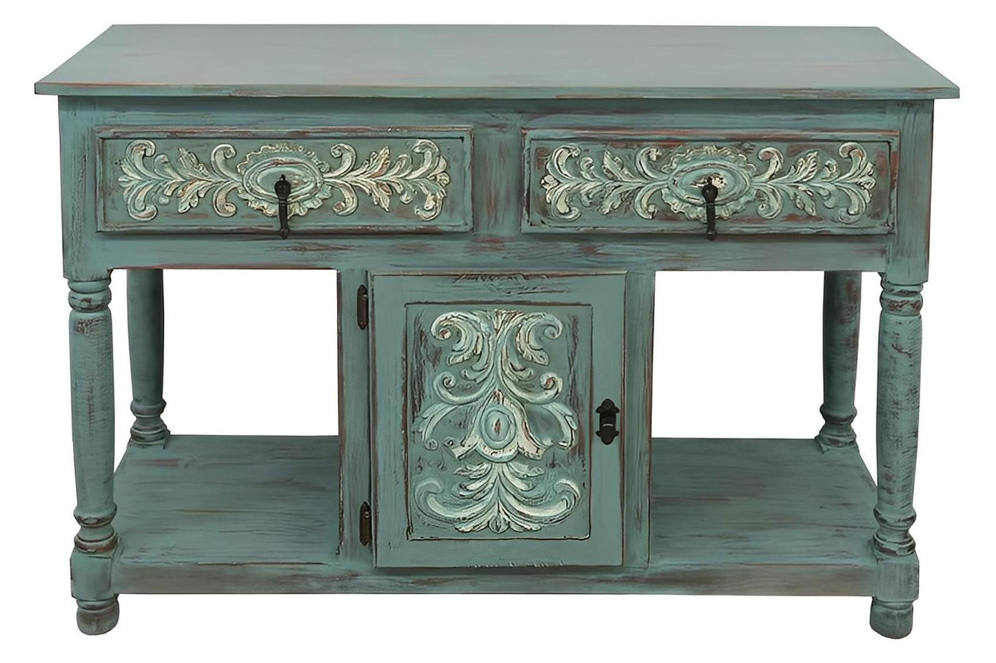 Deer Canyon Console In Gray Blue Wash Finish