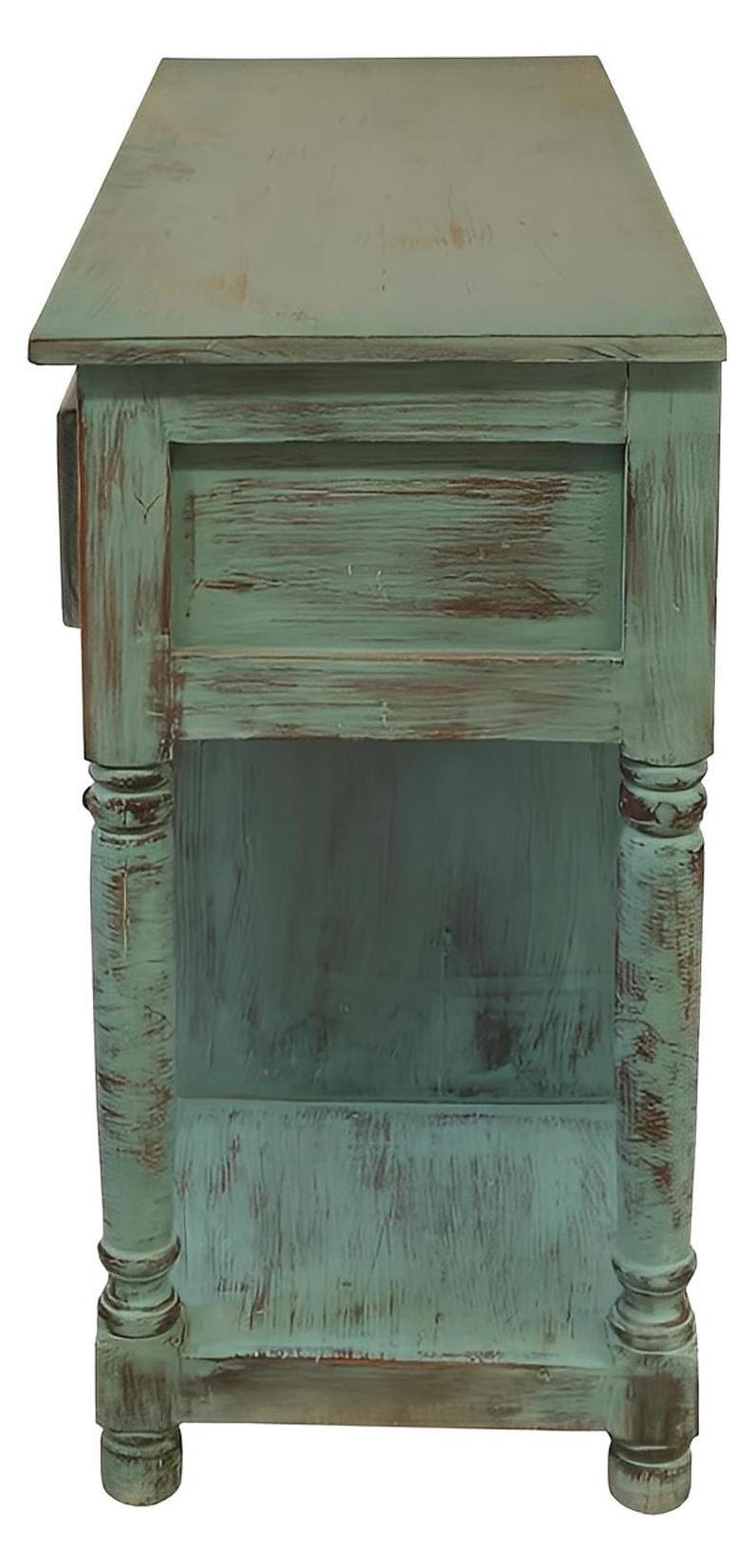 Deer Canyon Console In Gray Blue Wash Finish