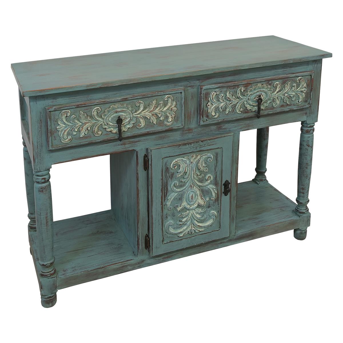 Deer Canyon Console In Gray Blue Wash Finish