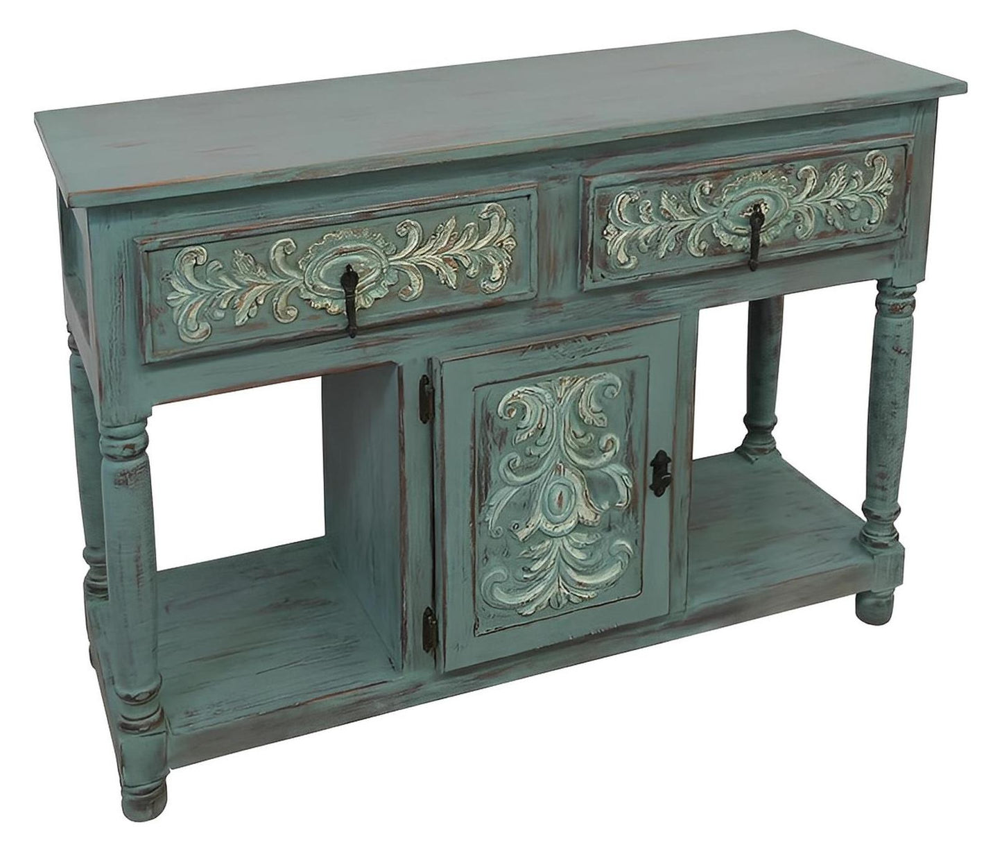 Deer Canyon Console In Gray Blue Wash Finish