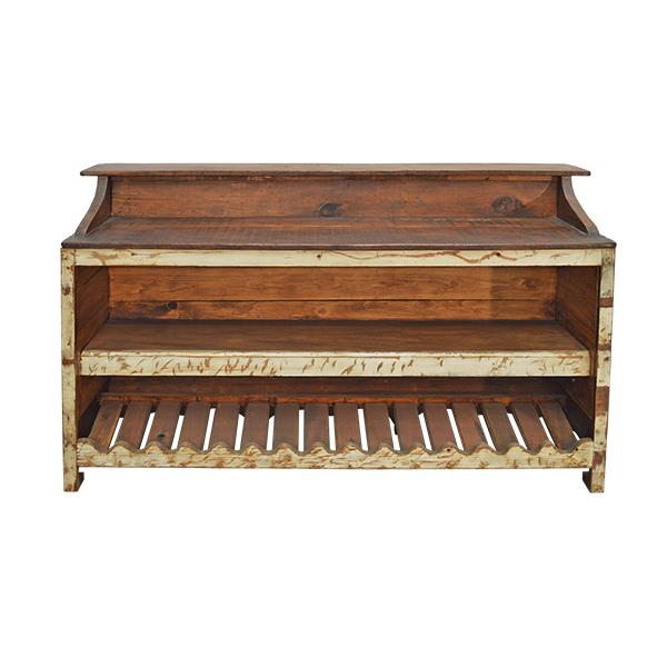 El Paso Cantina Bar – Antique White Distressed Wood with Iron Accents