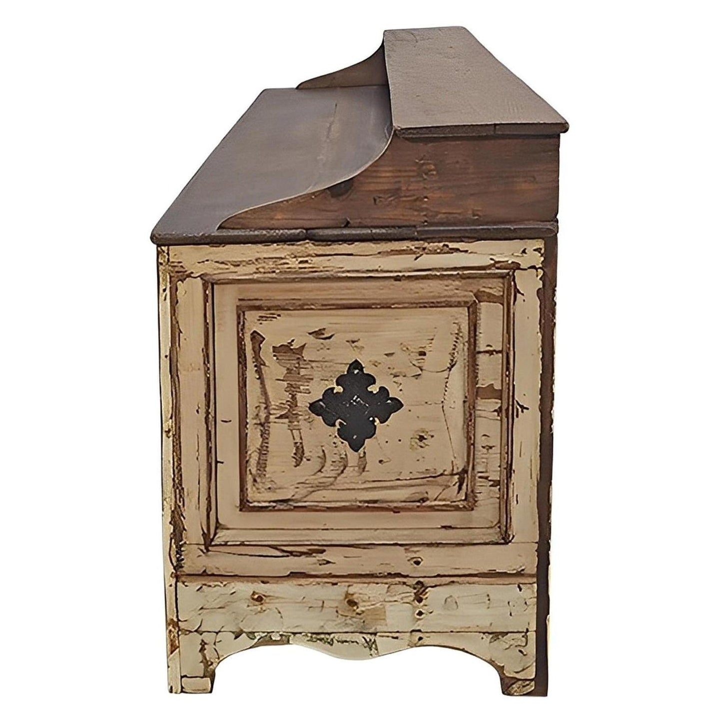 El Paso Cantina Bar – Antique White Distressed Wood with Iron Accents