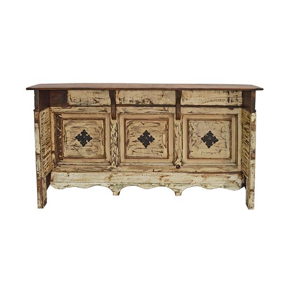 El Paso Cantina Bar – Antique White Distressed Wood with Iron Accents