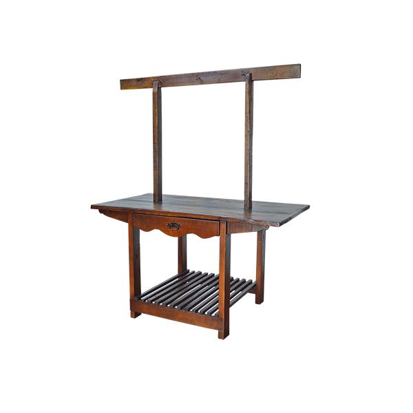 Mustang Canyon Dark Wood Kitchen Island With Hooks