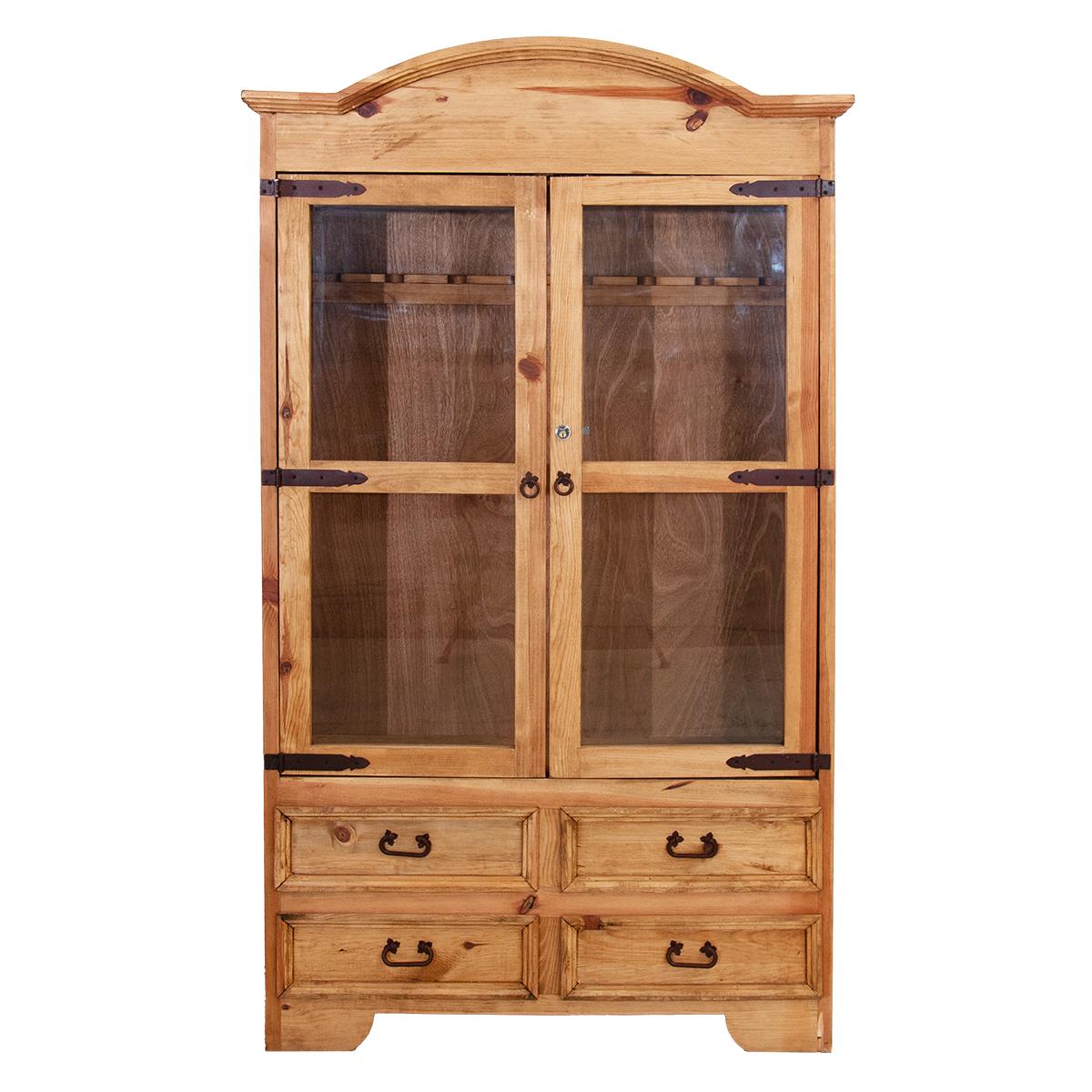 Gold Spur II Gun Cabinet w/ Built-In Rack | Glass Display & Handcrafted Wood