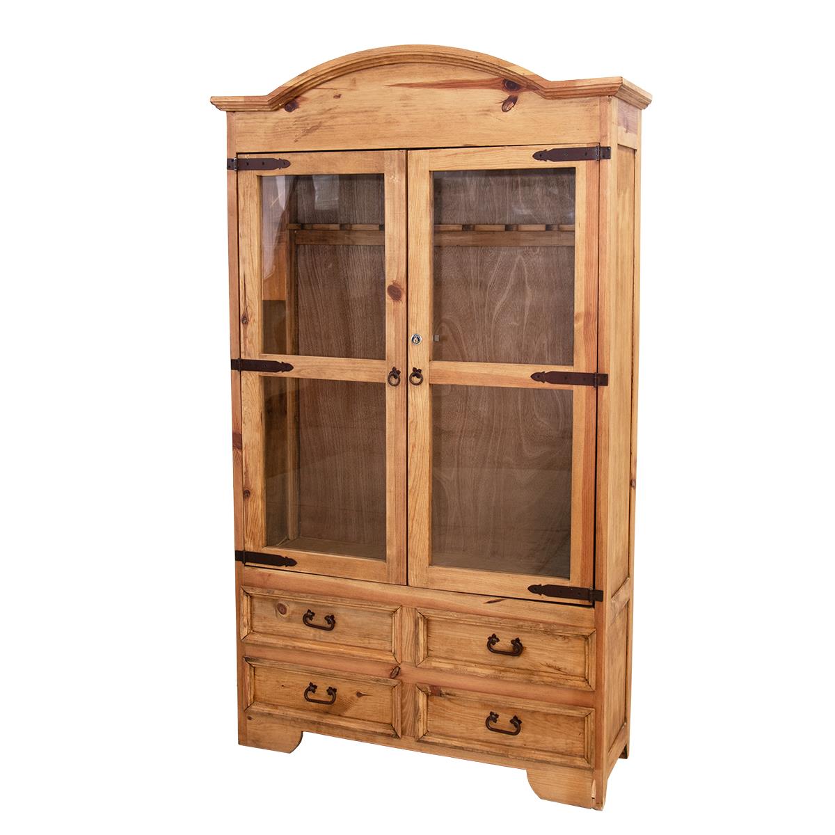 Gold Spur II Gun Cabinet w/ Built-In Rack | Glass Display & Handcrafted Wood