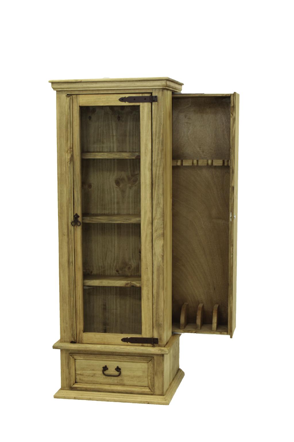 Silver Spur II Gun Cabinet w/ Built-In Hidden Weapon Rack | Glass Display & Handcrafted Wood
