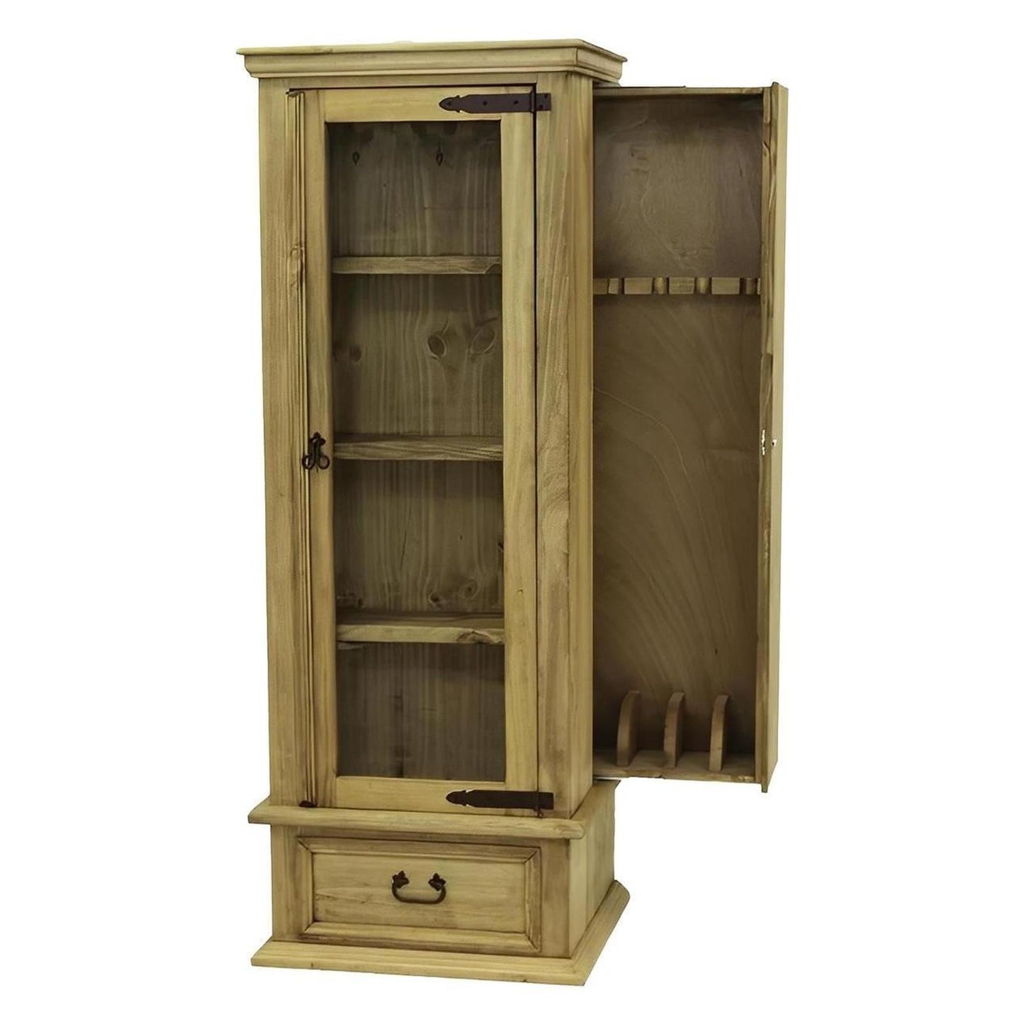 Silver Spur II Gun Cabinet w/ Built-In Hidden Weapon Rack | Glass Display & Handcrafted Wood