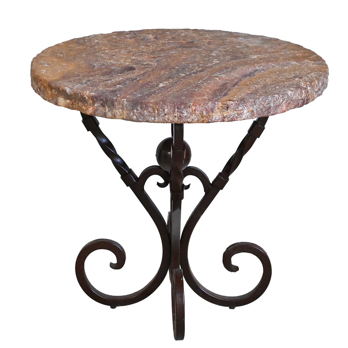 Valencia Stone-Top End Table with Iron Base (2-Pack)