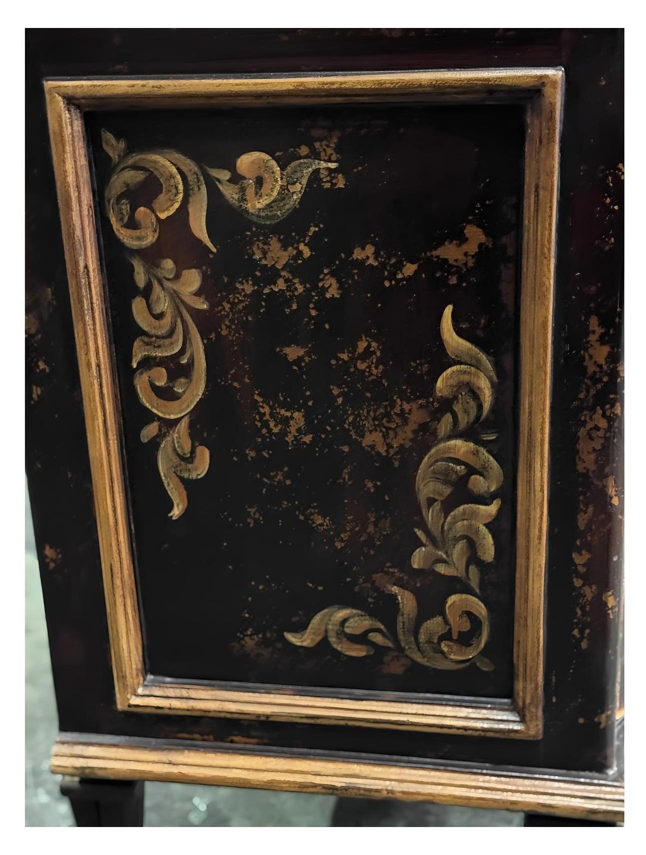 Chaumont-sur-Loire Nightstands (2-Pack), Black With Antique Gold Accents, Distressed Floral Scroll Finish