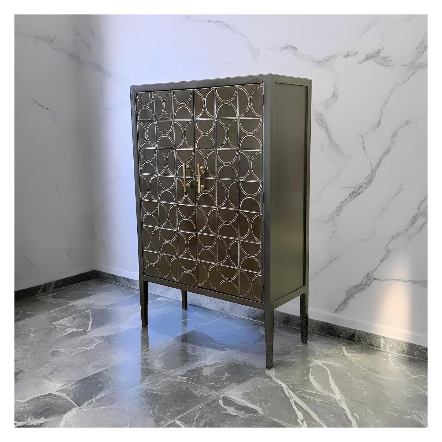 Saint-Anastaise Armoire, Wine Cabinet, Black, Includes Built-In Lattice Wine Rack