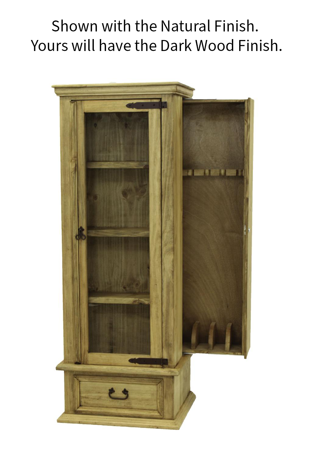 Silver Spur Gun Cabinet w/ Built-In Hidden Weapon Rack | Glass Display & Handcrafted Wood
