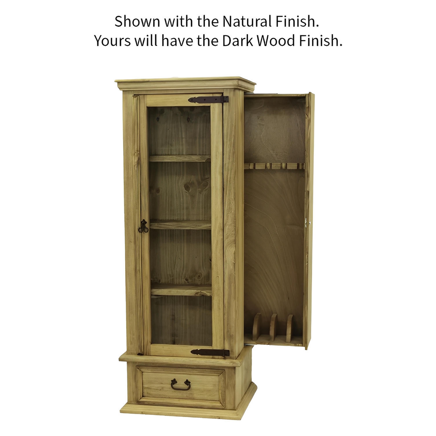 Silver Spur Gun Cabinet w/ Built-In Hidden Weapon Rack | Glass Display & Handcrafted Wood