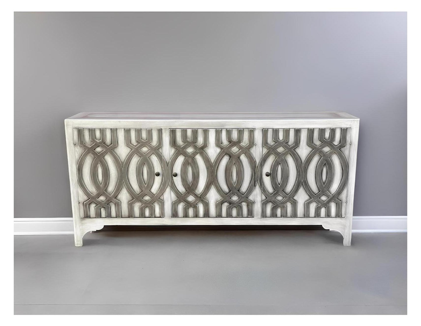 Lisbon Antique Silver Dining Room Buffet Table Handcrafted Luxury Timeless Statement - 17x78x36