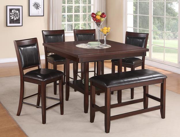 Fulton Dining Room Counter Height Table and 4) Bar Stool Chairs with Backs; Optional Bench