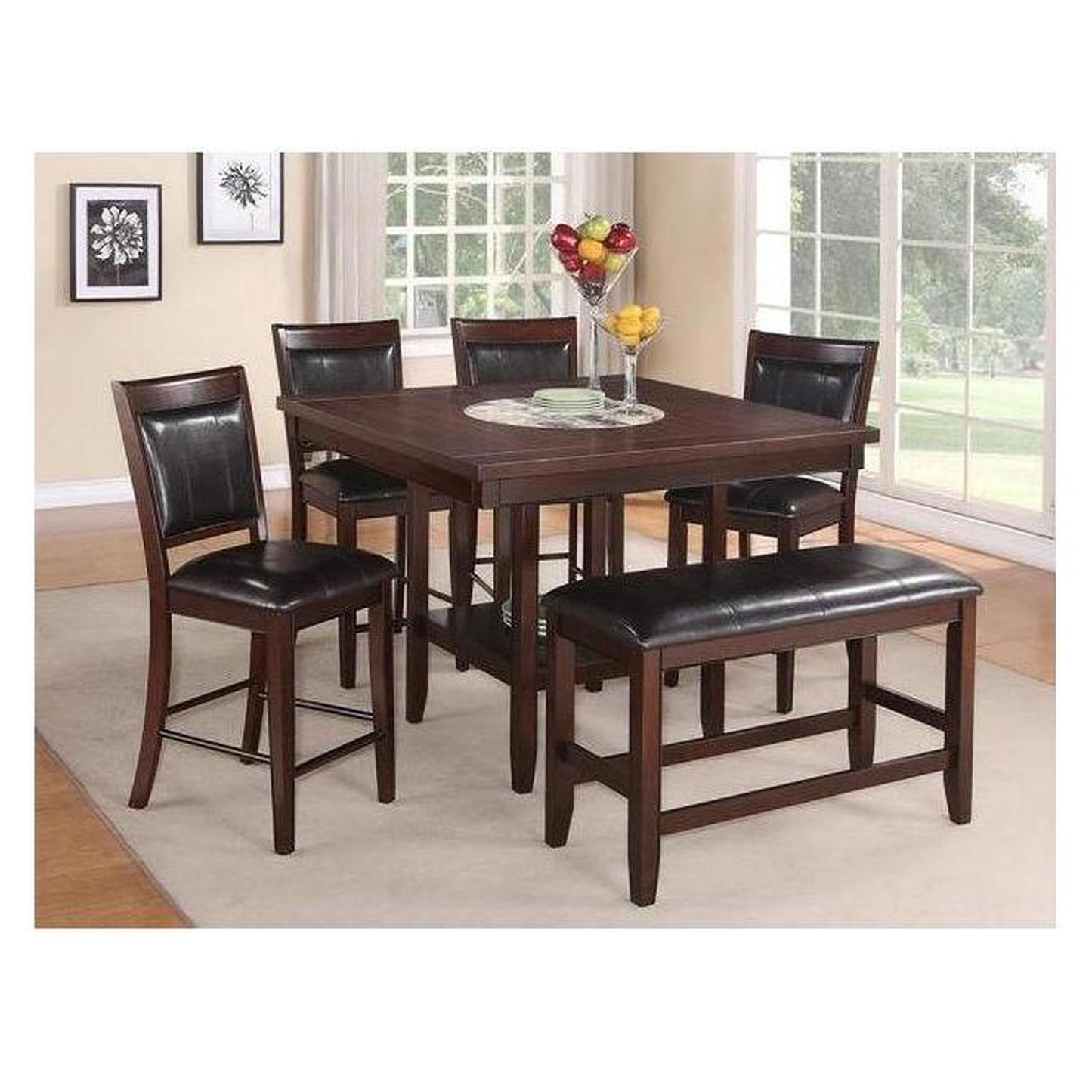 Fulton Dining Room Counter Height Table and 4) Bar Stool Chairs with Backs; Optional Bench