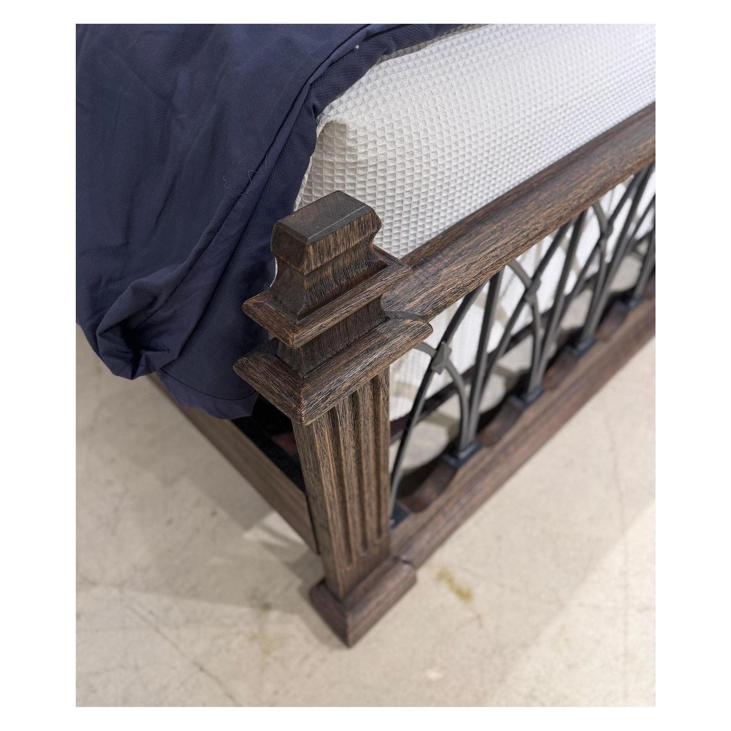 REALEZA BED 89" Tall | Wrought Iron Headboard and Footboard | Victorian Style | Dark Brown Wood Frame | Bed Only | Includes Delivery and Assembly