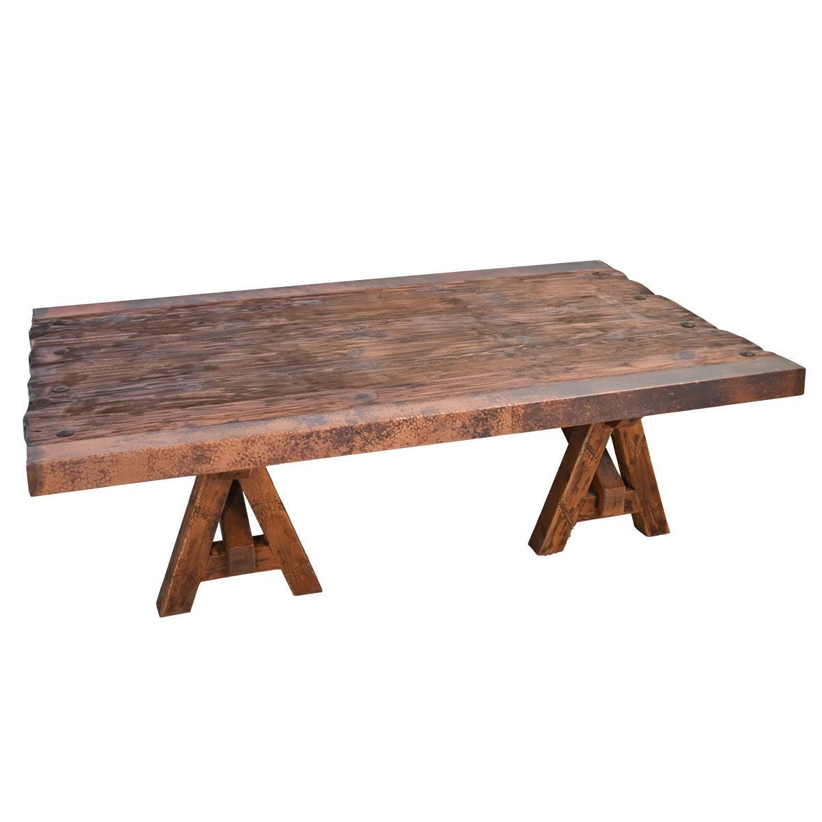 Sawyer Ranch Coffee Table with Copper Edges - 48" W x 36" D x 20" H