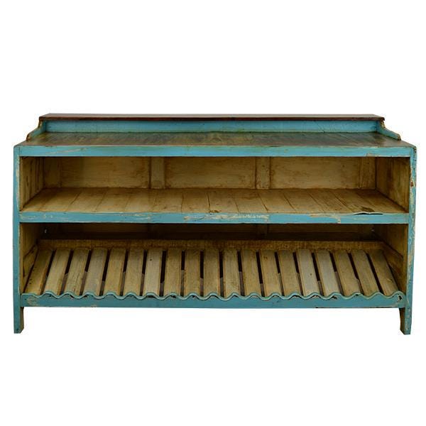 Santa Fe II Cantina Bar – Turquoise Distressed Wood with Rustic Charm
