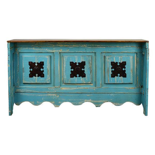 Santa Fe II Cantina Bar – Turquoise Distressed Wood with Rustic Charm