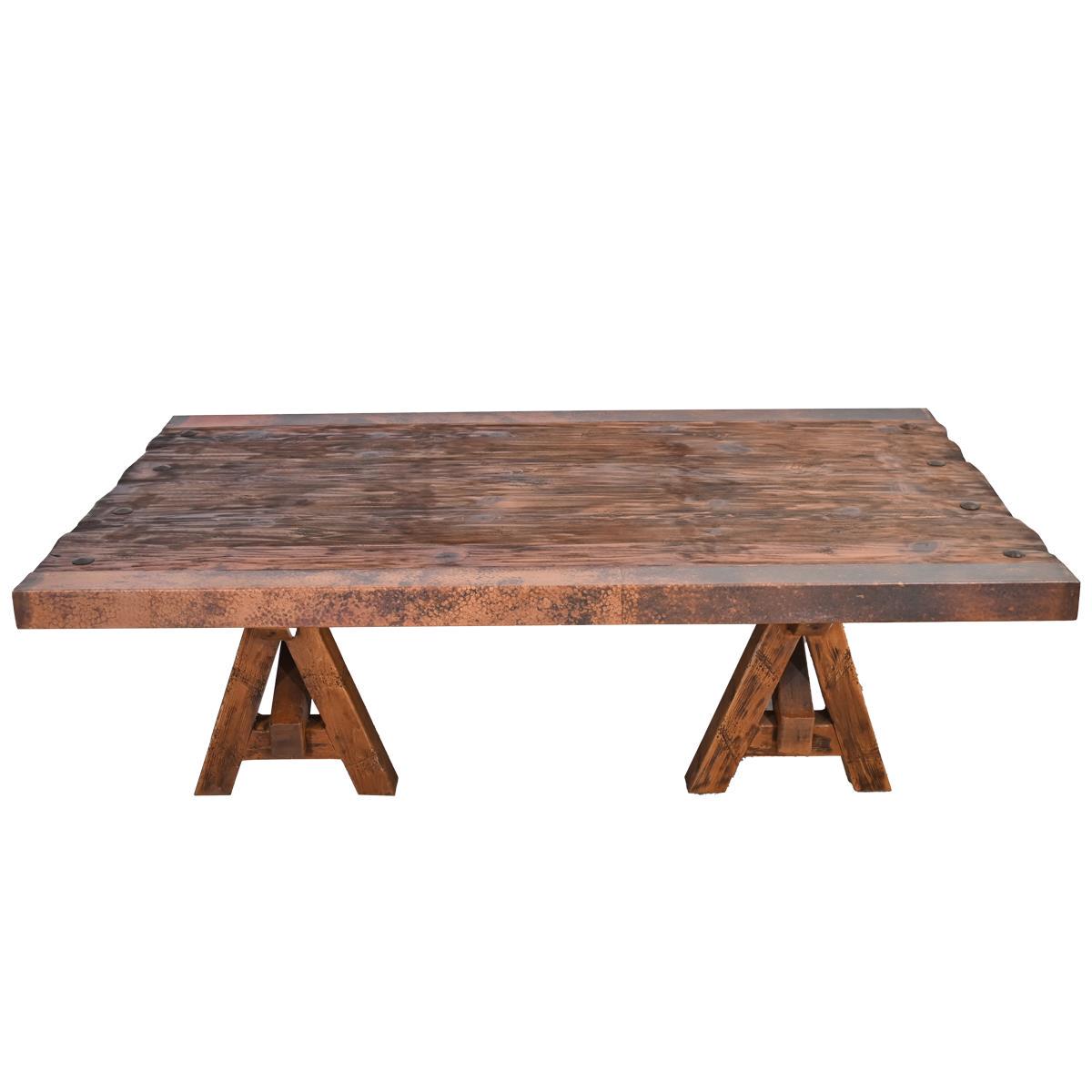 Sawyer Ranch Coffee Table with Copper Edges - 48" W x 36" D x 20" H