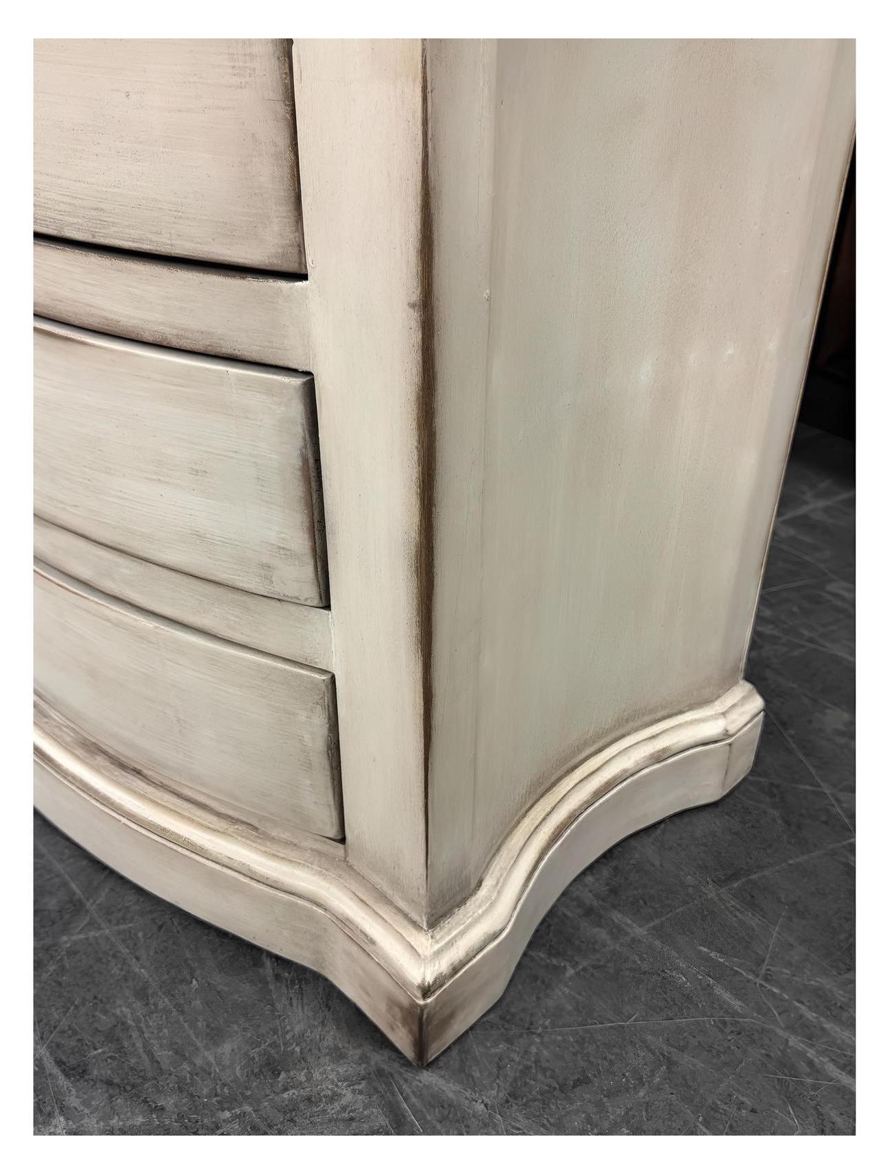 Celeste Nightstand, Cream, Distressed White-Washed Finish With Antique Ring Pulls, Hand-Painted Details