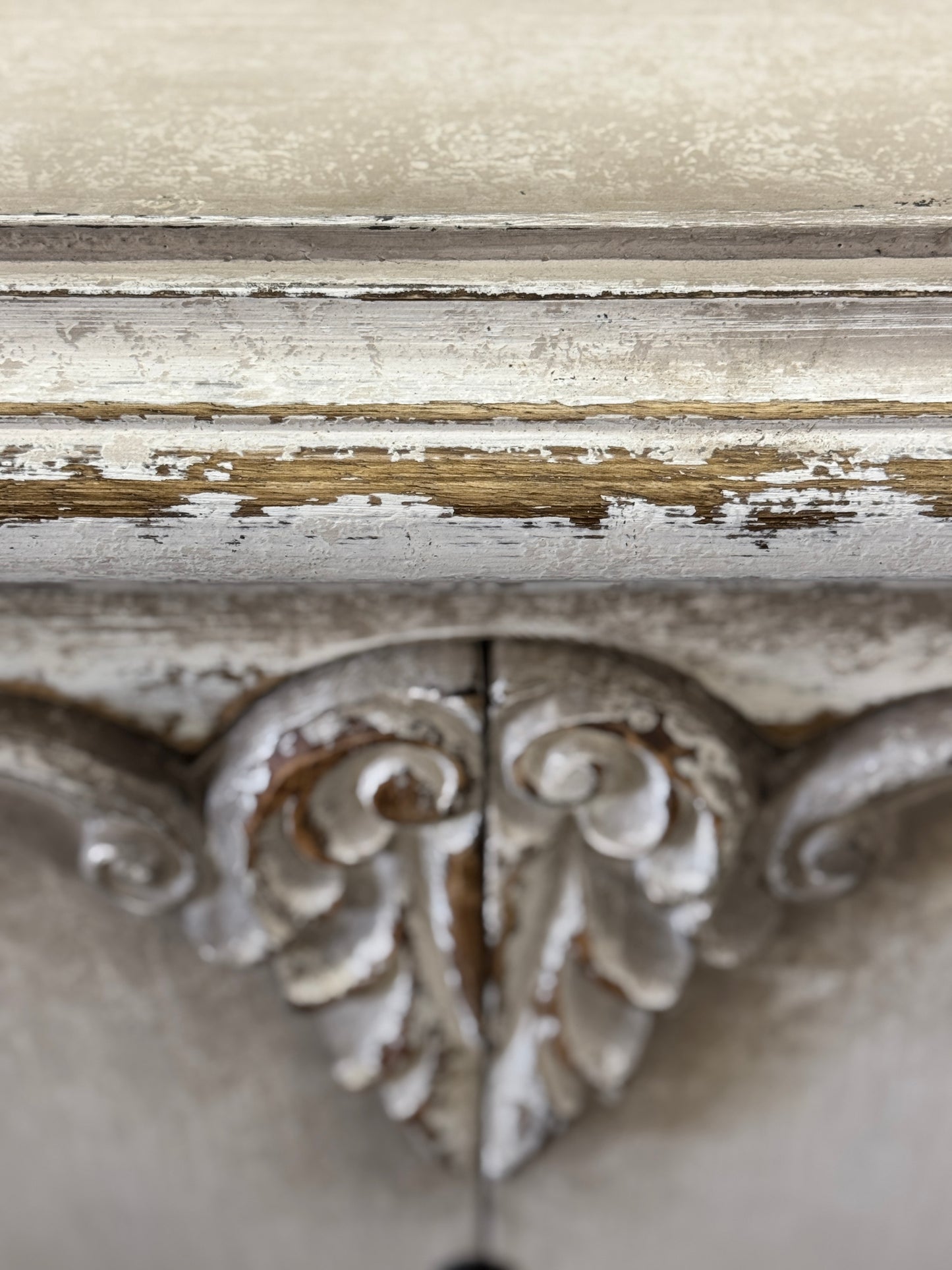 Valmer Ivory Distressed Dining Buffet Table Handcrafted 77 x 17 x 46 Elegant