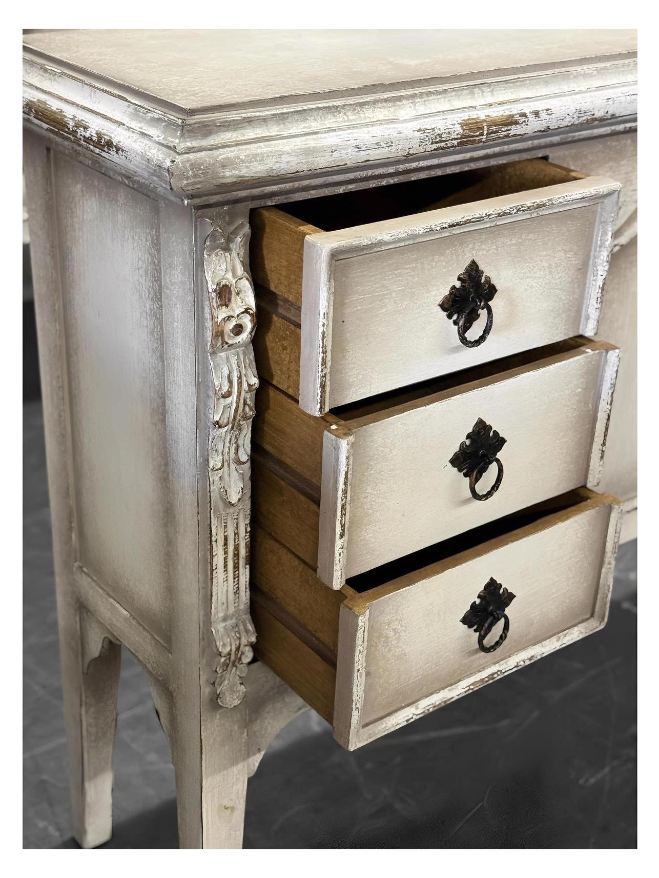 Valmer Ivory Distressed Dining Buffet Table Handcrafted 77 x 17 x 46 Elegant