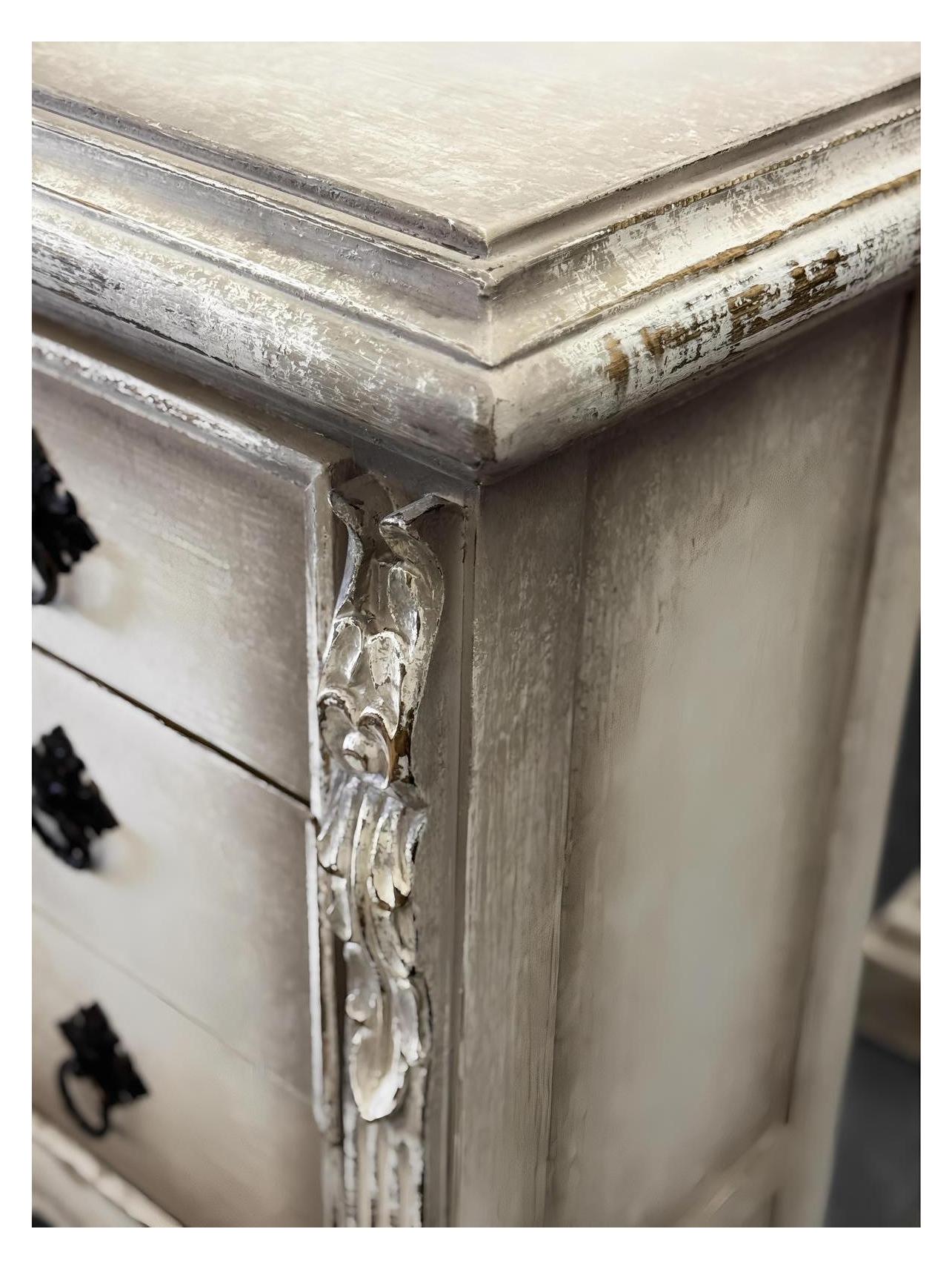 Valmer Ivory Distressed Dining Buffet Table Handcrafted 77 x 17 x 46 Elegant