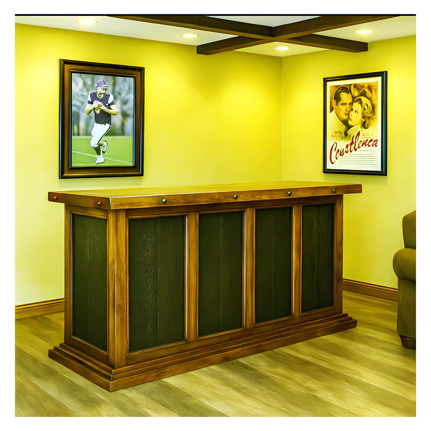 Rivertown Craftsman Bar – Rustic Wood Bar with Forged Iron Accents