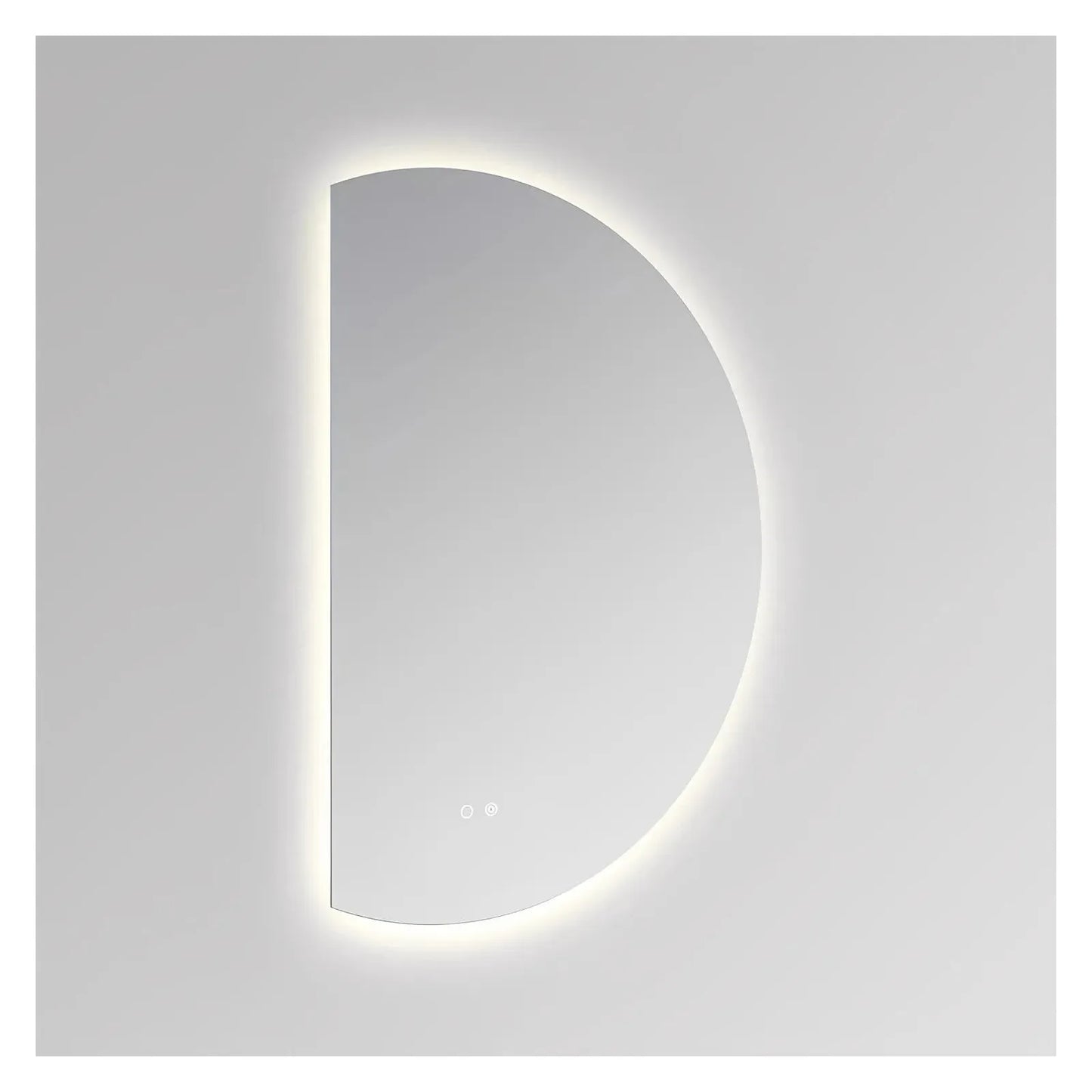 LUXOR HALF LED VANITY ROUND MIRROR - ADJUSTABLE TEMP. & BRIGHTNESS - 40 x 28