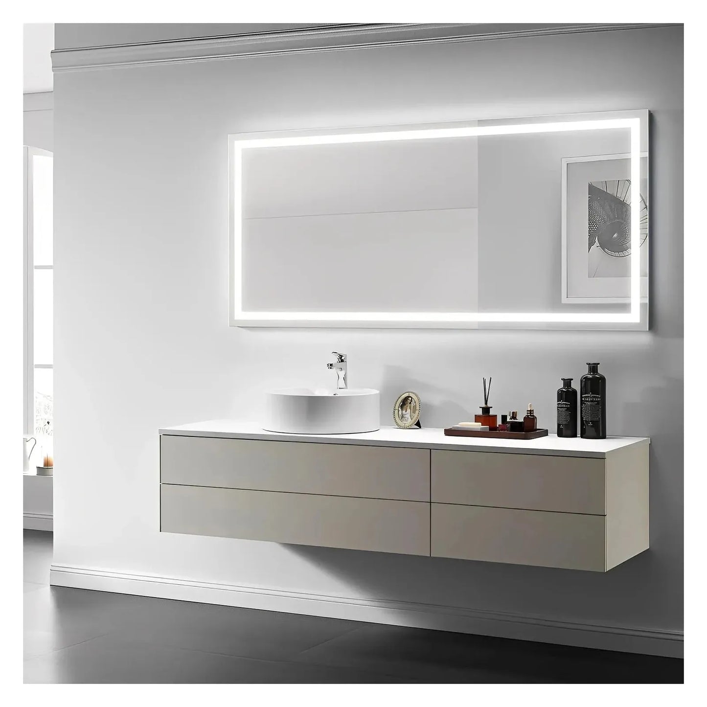ZEPHYR LED LIGHTED BATHROOM VANITY RECTANGLE MIRROR - 70 x 32