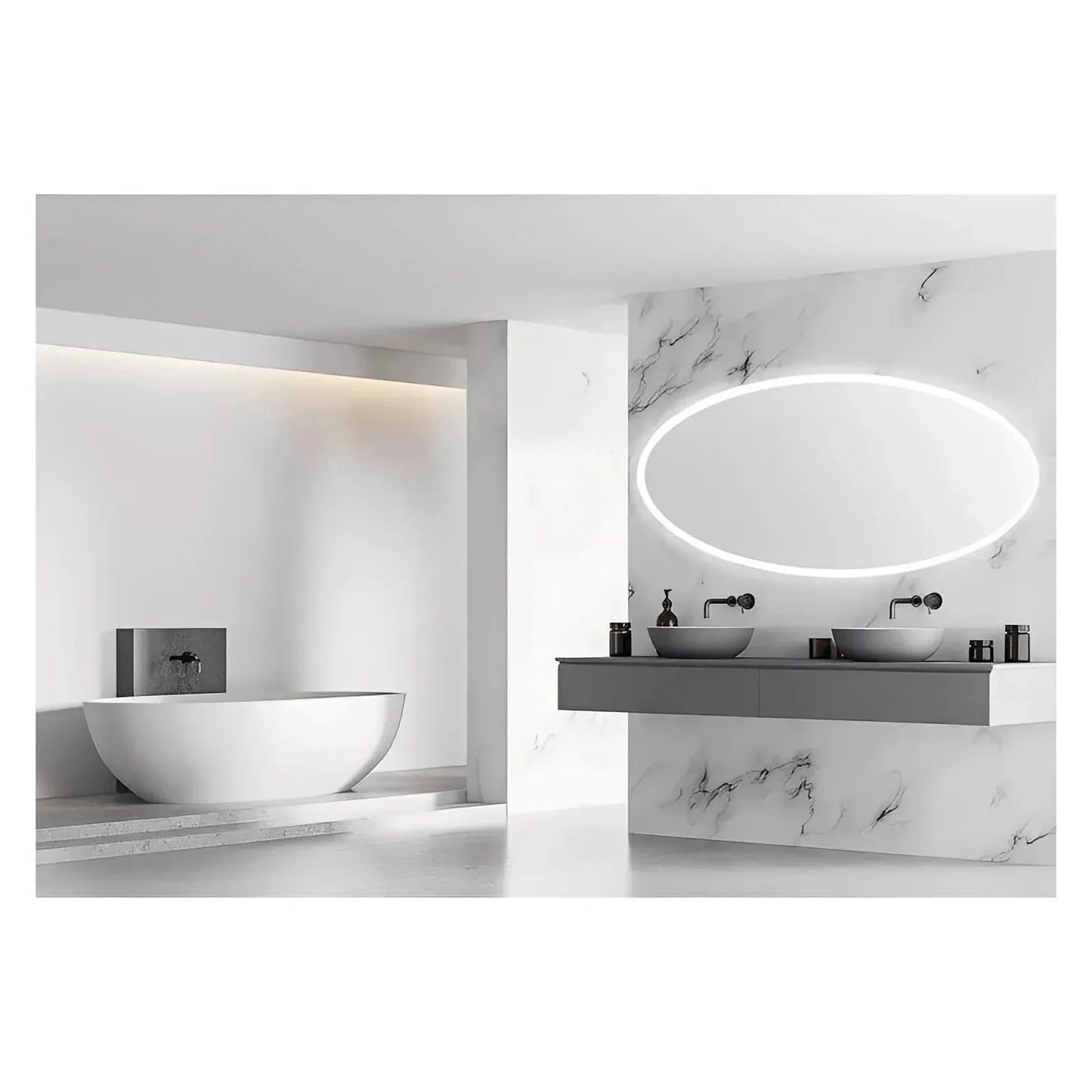 NEBULA OVAL LED LIGHTED BATHROOM VANITY OVAL MIRROR - 70 x 32