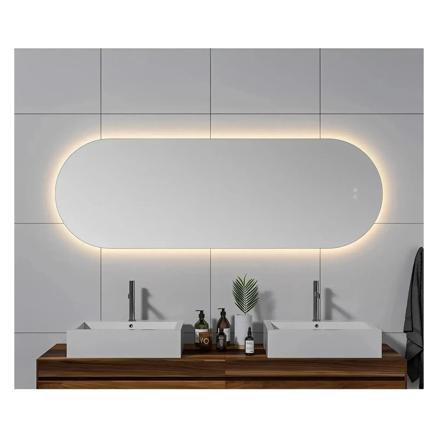 LUXOR PILL LED VANITY OVAL MIRROR - BACKLIT - ADJUSTABLE TEMP. & BRIGHTNESS - 23 x 70