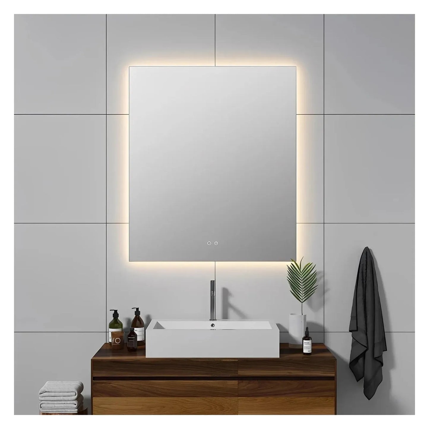 LUXOR LED VANITY SQUARE MIRROR - ADJUSTABLE TEMP. & BRIGHTNESS - 36 x 42