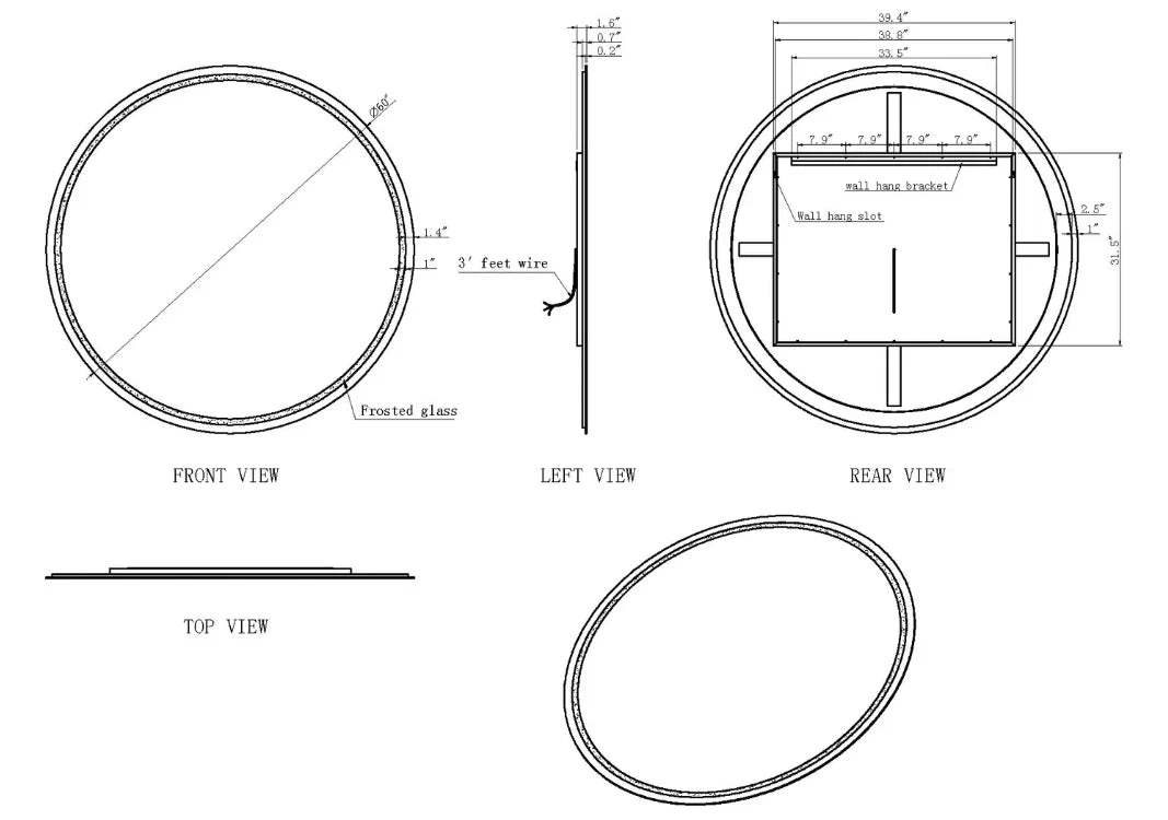 ASTRA LED LIGHTED BATHROOM VANITY ROUND MIRROR - 60 x 60