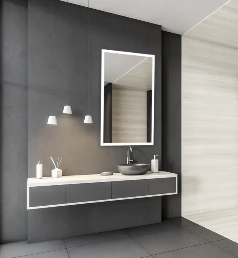 ZEPHYRA LED LIGHTED BATHROOM VANITY RECTANGLE MIRROR - 40 x 24