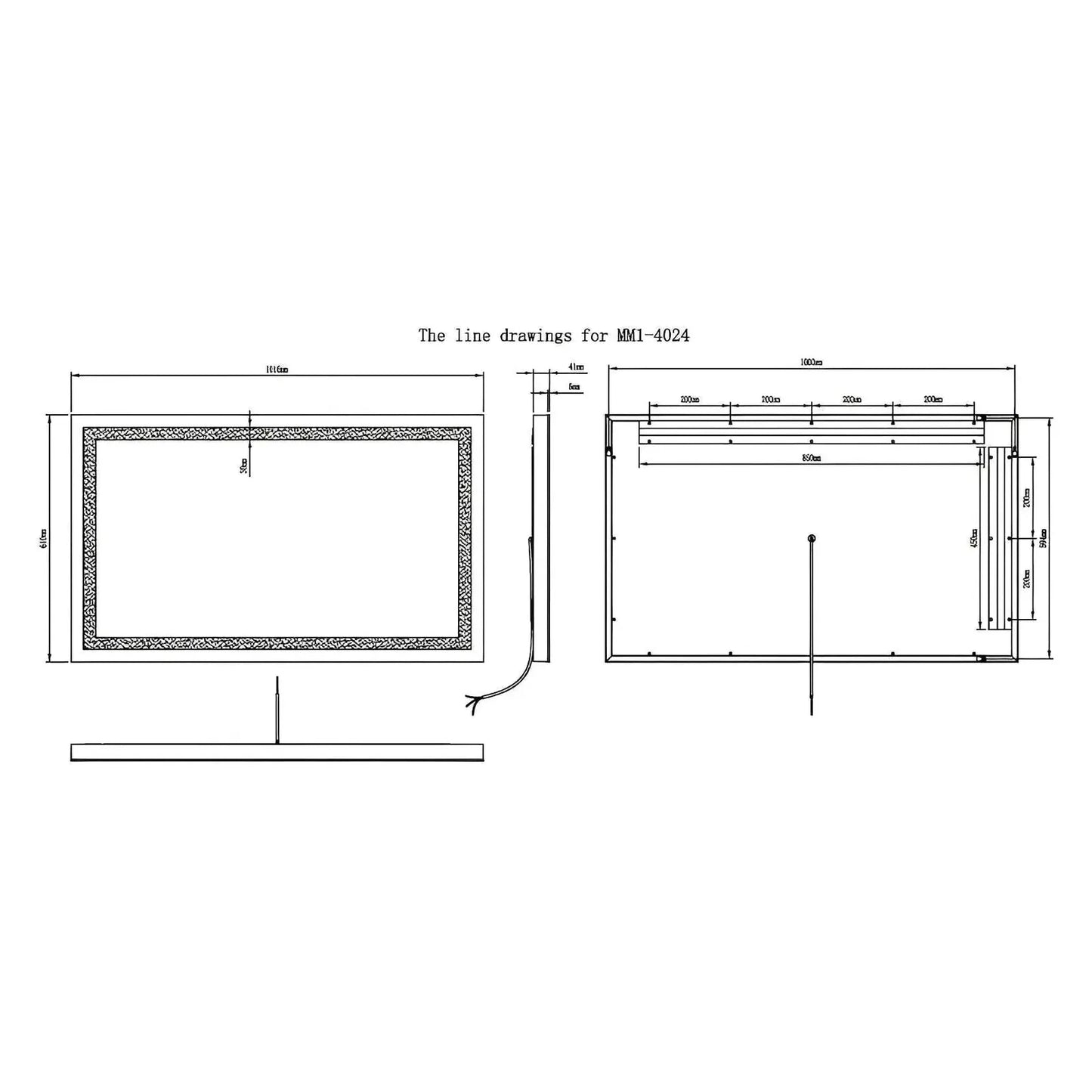 ZEPHYR LED LIGHTED BATHROOM VANITY RECTANGLE MIRROR - 40 x 24